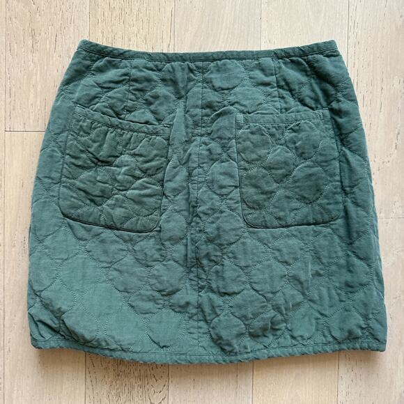 MADEWELL Corduroy Quilted Mini Wrap Skirt Sage Green A-Line Button | 10 - Picture 4 of 9